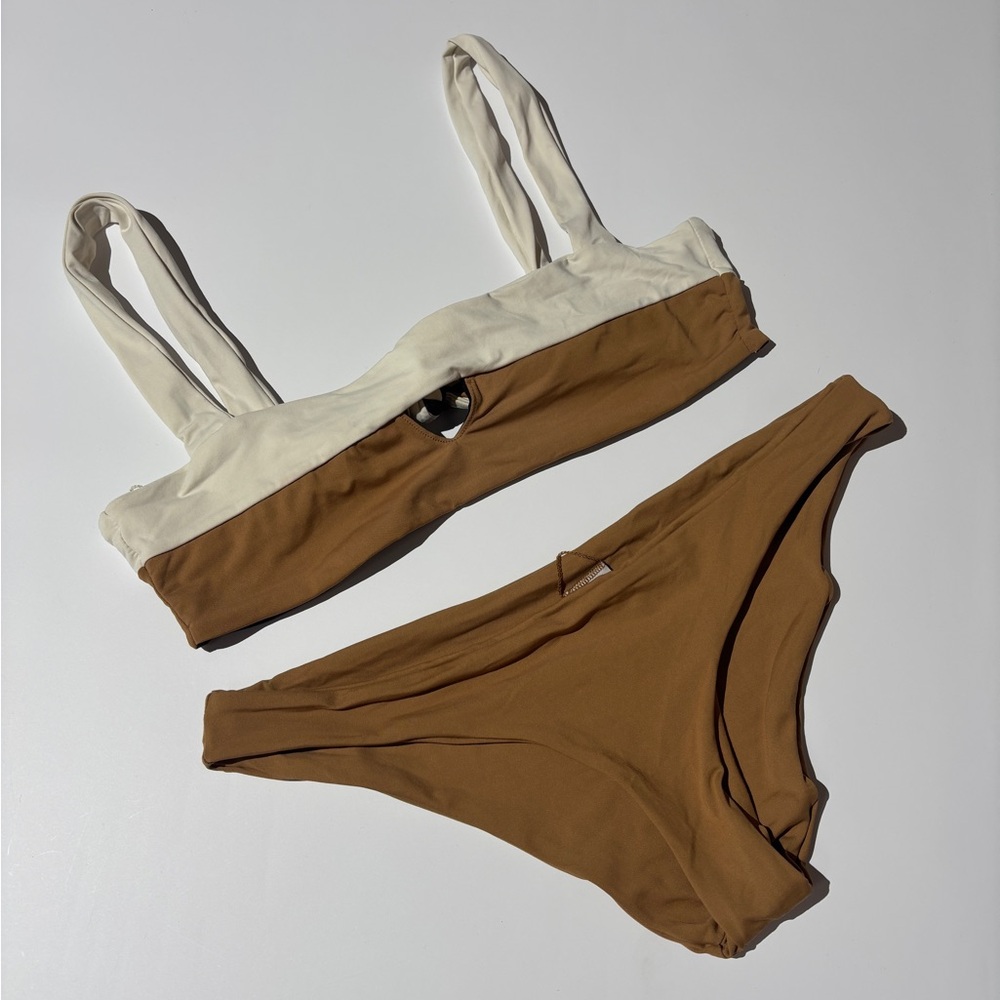 L*Space Reversible Cream and Tan Bikini Set